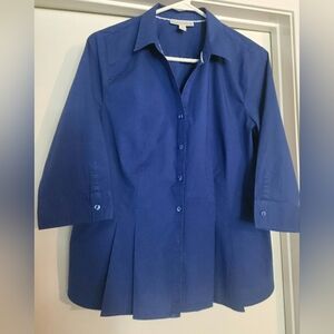Dana Buchman Ladies Royal Blue Button Down Blouse Size L EUC $24